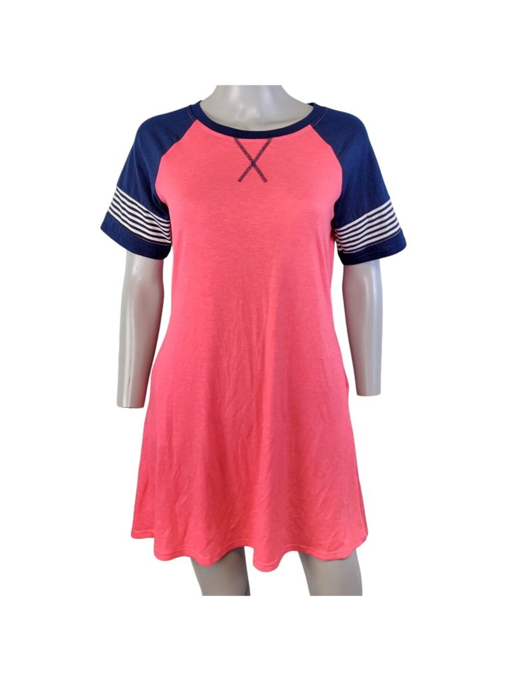Camisa Mini Shirt Dress Women Small Pink Blue A-line New with Tags Spring Casual